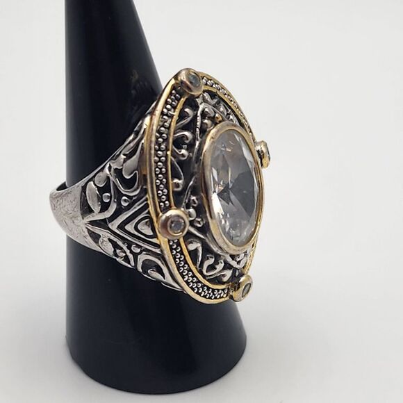 18K GE Silver Tone & Clear CZ Ring (9) - Picture 3 of 8